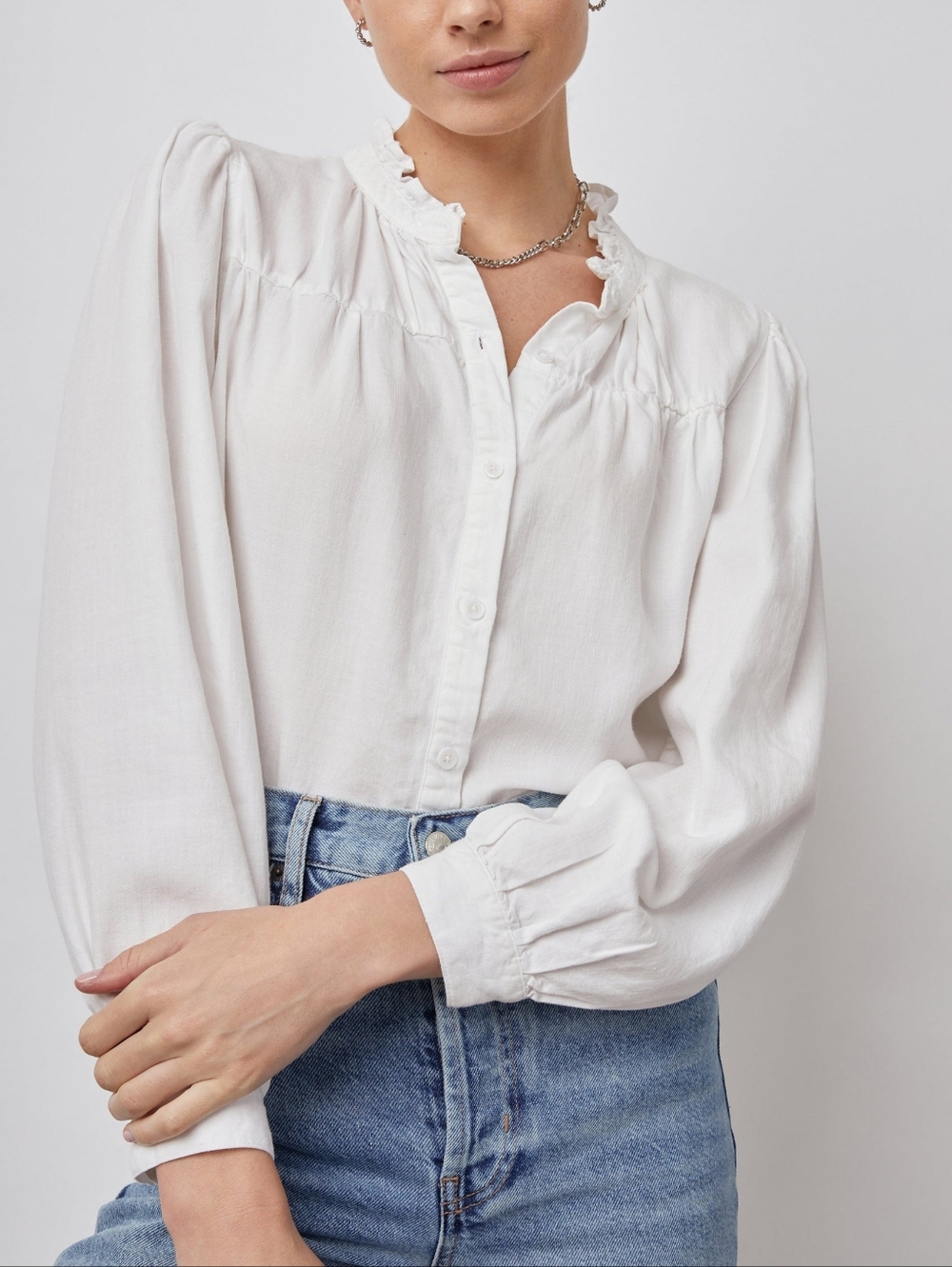 Rails White Ruffle Button Up Top XS